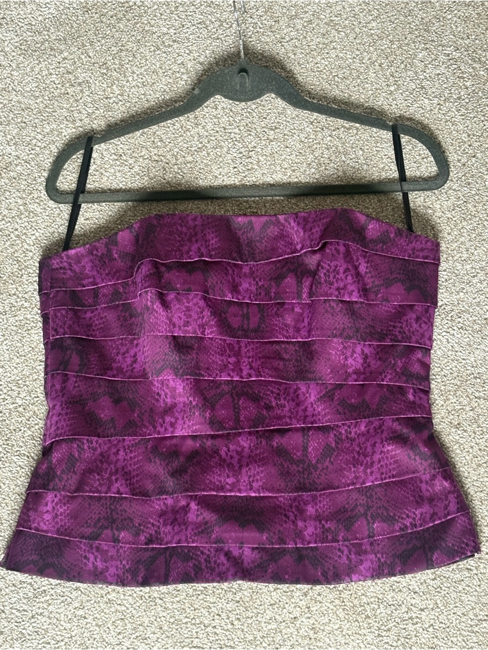 White House Black Market Purple Snake-Print Strapless Layered Tube Top